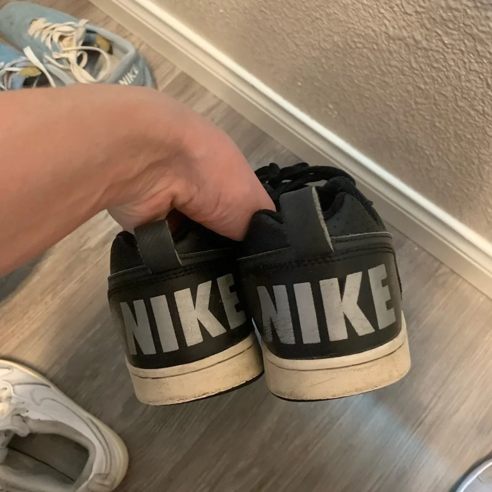 Nike Air Force Sneakers Shoes Leather Black Grey Size 6